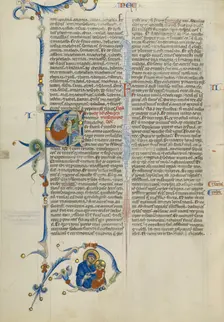Initial V: A Prophet Writing; Abbey Bible, about 1250-1262. Creator: Unknown