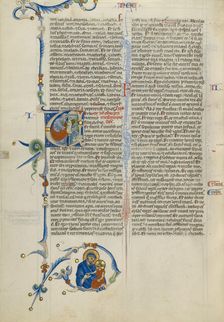 Initial V: A Prophet Writing; Abbey Bible, about 1250-1262. Creator: Unknown