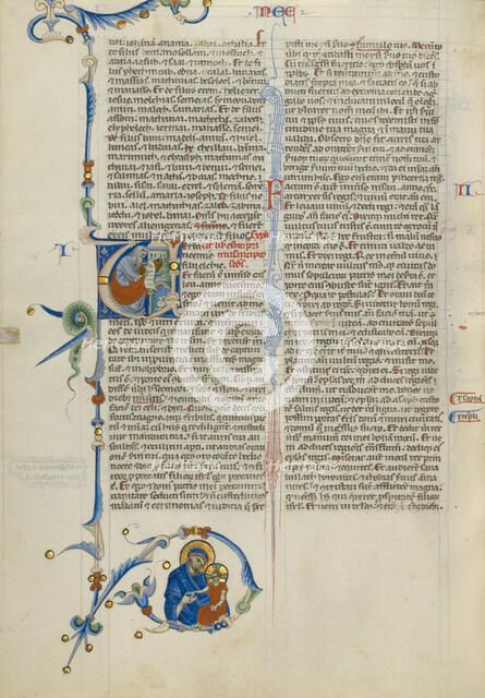 Initial V: A Prophet Writing; Abbey Bible, about 1250-1262. Creator: Unknown.