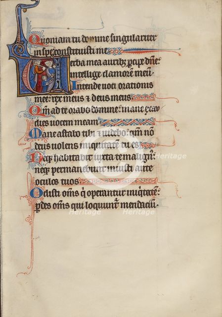 Initial V: Abraham Ousting Hagar and Her Son Ishmael; Bute Psalter, about 1285. Creator: Bute Master.