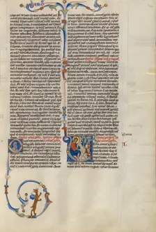 Initial V: Amos with His Herd; Abbey Bible, about 1250-1262. Creator: Unknown