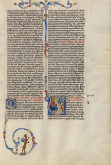 Initial V: Amos with His Herd; Abbey Bible, about 1250-1262. Creator: Unknown