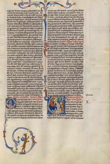 Initial V: Amos with His Herd; Abbey Bible, about 1250-1262. Creator: Unknown