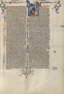 Initial V: Birth of Hosea; Abbey Bible, about 1250-1262. Creator: Unknown