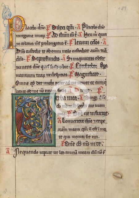 Initial V: Dragon and a Woman; Psalter, about 1240-1250. Creator: Unknown.