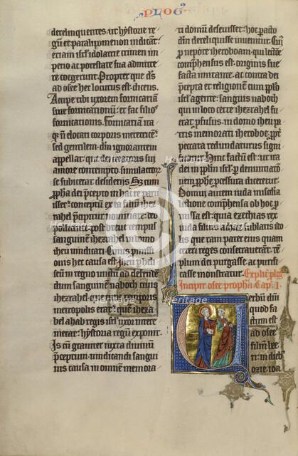 Initial V: Hosea with Gomer; Marquette Bible, about 1270. Creator: Unknown.