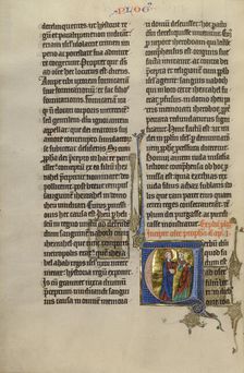 Initial V: Hosea with Gomer; Marquette Bible, about 1270. Creator: Unknown