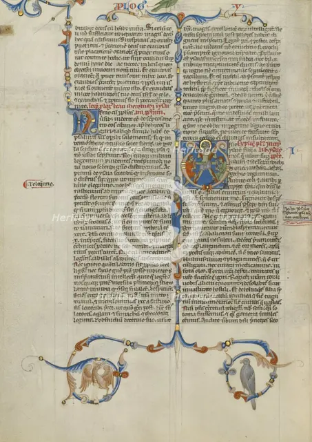 Initial V: Isaiah Being Sawn in Two; Abbey Bible, about 1250-1262. Creator: Unknown.