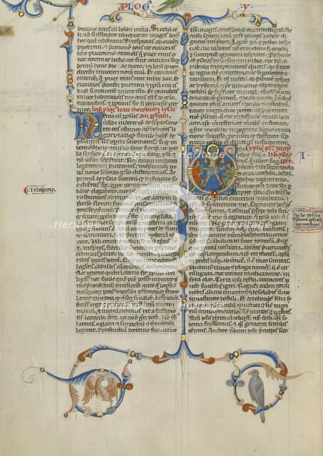 Initial V: Isaiah Being Sawn in Two; Abbey Bible, about 1250-1262. Creator: Unknown.