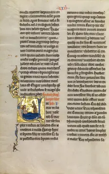 Initial V: Job Derided by his Wife; Marquette Bible, about 1270. Creator: Unknown