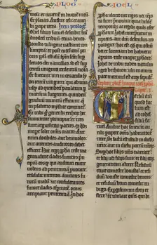 Initial V: Joel Talking to the Elders; Marquette Bible, about 1270. Creator: Unknown
