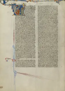 Initial V: Preacher Addressing a Crowd; Abbey Bible, about 1250-1262. Creator: Unknown