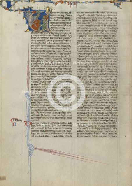 Initial V: Preacher Addressing a Crowd; Abbey Bible, about 1250-1262. Creator: Unknown.