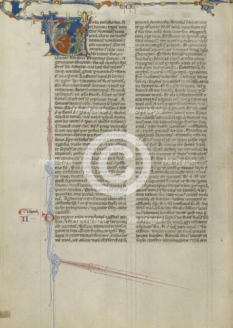 Initial V: Preacher Addressing a Crowd; Abbey Bible, about 1250-1262. Creator: Unknown.