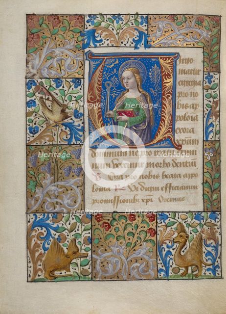Initial V: Saint Apollonia; Book of Hours, about 1480-1490. Creator: Georges Trubert.
