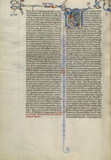 Initial V: Servant Bringing a Cup to a King; Abbey Bible, about 1250-1262. Creator: Unknown