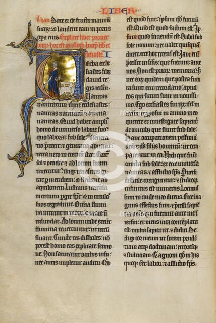 Initial V: Solomon Rejecting Earthly Treasures; Marquette Bible, about 1270. Creator: Unknown.