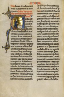 Initial V: Solomon Rejecting Earthly Treasures; Marquette Bible, about 1270. Creator: Unknown