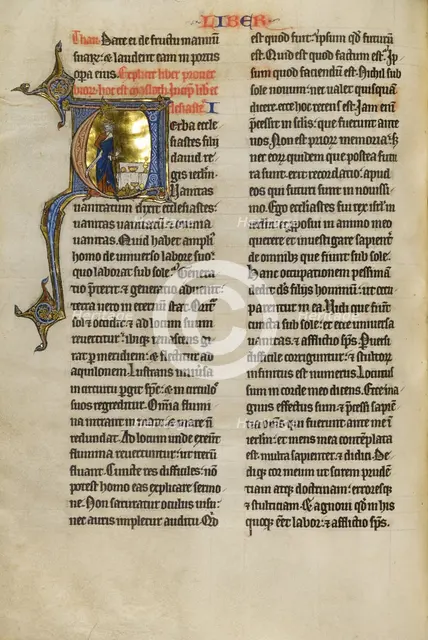 Initial V: Solomon Rejecting Earthly Treasures; Marquette Bible, about 1270. Creator: Unknown.