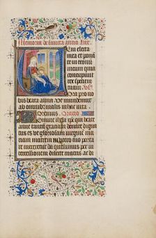 Initial V: The Virgin and Child with Saint Anne; Llangattock Hours, 1450s. Creator: Master of the Llangattock Hours