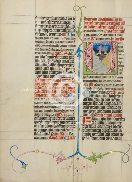 Initial V: The Ascension; Collegium Ducale, about 1420-1430. Creator: Master Michael.