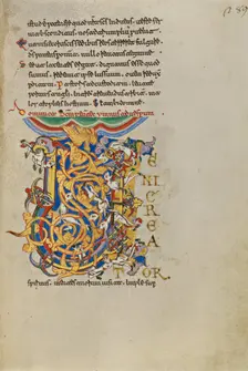 Initial V: The Descent of the Holy Spirit; Breviary, 1153. Creator: Unknown