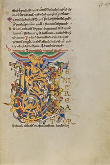 Initial V: The Descent of the Holy Spirit; Breviary, 1153. Creator: Unknown