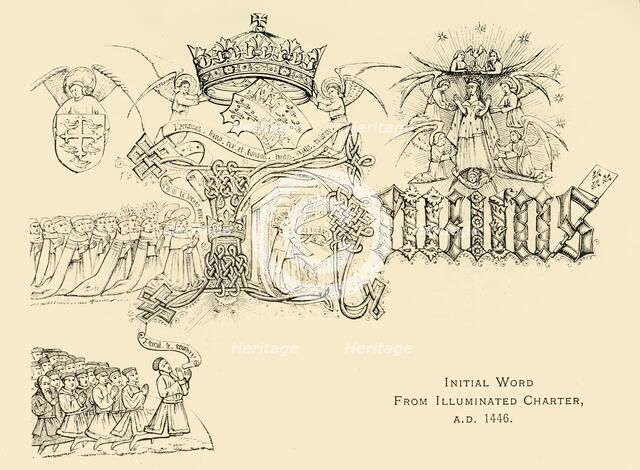 'Initial Word from Illuminated Charter, A.D. 1446', (1911). Creator: Unknown.