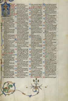 Initial A: Monk Seated; Glossary of Hebrew Names; Abbey Bible, about 1250-1262. Creator: Unknown