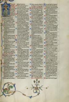 Initial A: Monk Seated; Glossary of Hebrew Names; Abbey Bible, about 1250-1262. Creator: Unknown