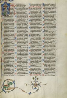 Initial A: Monk Seated; Glossary of Hebrew Names; Abbey Bible, about 1250-1262. Creator: Unknown
