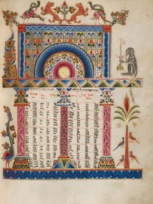Initial A: Moses Striking a Rock; Bute Psalter, text and illumination about 1285. Creator: Bute Master