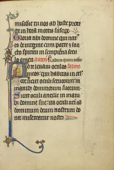 Initial A: A Kneeling Woman Praying to Christ; Ruskin Hours, about 1300. Creator: Unknown