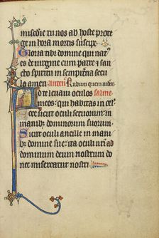Initial A: A Kneeling Woman Praying to Christ; Ruskin Hours, about 1300. Creator: Unknown