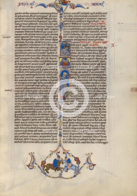 Initial A: A King Directing a Mason; Abbey Bible, about 1250-1262. Creator: Unknown.