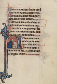 Initial A: A Noblewoman Seated on the Ground Reading; Bute Psalter, text and illumination about 1285 Creator: Bute Master