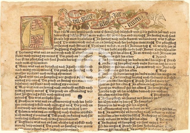 Initial A and a New Year's Wish, 1483. Creator: Unknown.