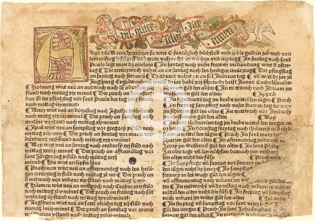 Initial A and a New Year's Wish, 1483. Creator: Unknown.