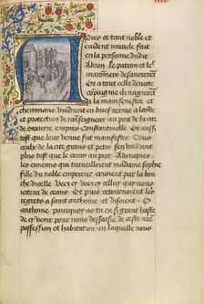 Initial A: Arrival of Ships in Constantinople, about 1465-1470. Creators: Master of the Brussels Romuléon, Workshop of the Master of the Brussels Romuléon