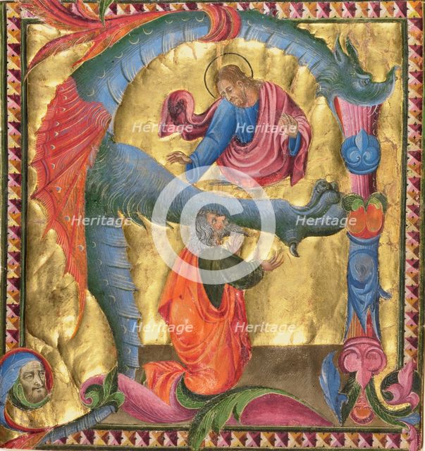 Initial A: Christ Appearing to David, about 1440. Creator: Giovanni di Paolo.