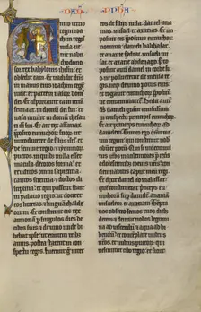 Initial A: Daniel in the Lions Den; Marquette Bible, about 1270. Creator: Unknown