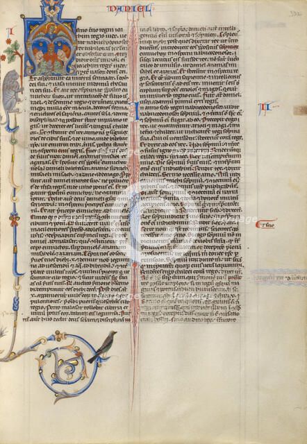 Initial A: Daniel in the Lions' Den; Abbey Bible, about 1250-1262. Creator: Unknown.