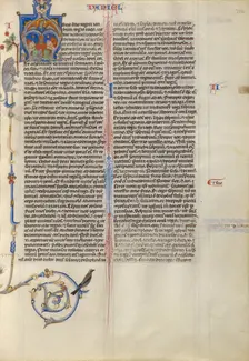 Initial A: Daniel in the Lions Den; Abbey Bible, about 1250-1262. Creator: Unknown