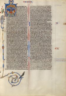 Initial A: Daniel in the Lions Den; Abbey Bible, about 1250-1262. Creator: Unknown