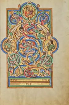 Initial A: David and Companion Musicians; Stammheim Missal, probably 1170s. Creator: Unknown