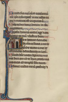 Initial A: David in the Temple; Initial A: David Lifting up his Hands in the Temple, about 1285. Creator: Bute Master