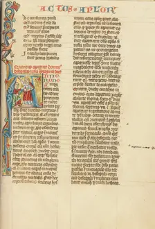 Initial A: Doubting Thomas; Historia Scholastica, about 1300. Creator: Unknown
