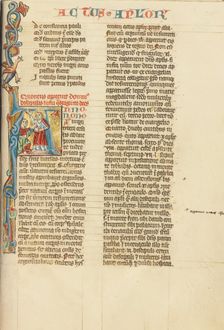 Initial A: Doubting Thomas; Historia Scholastica, about 1300. Creator: Unknown