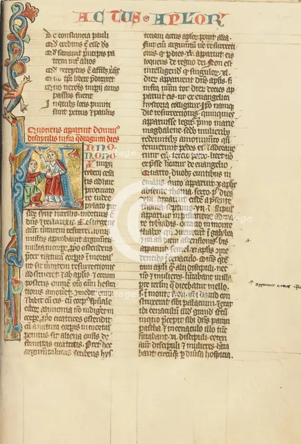 Initial A: Doubting Thomas; Historia Scholastica, about 1300. Creator: Unknown.
