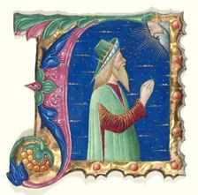 Initial A from a Choral Book with King David, c. 1470-1480. Creator: Guglielmo Giraldi del Magri [or del Magro] (Italian), attributed to